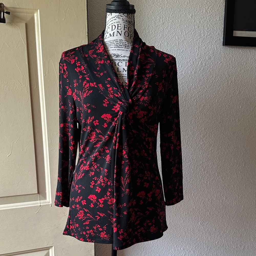Black and Red Floral Blouse